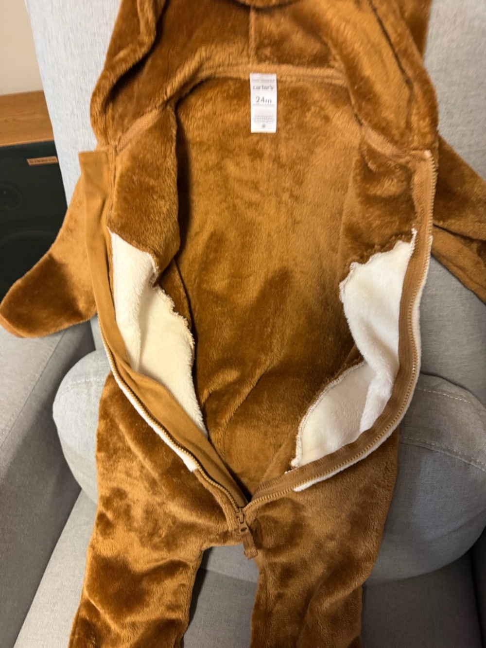 Carter's Brown Plush Hooded Baby Jumpsuit - Picture 5 of 6